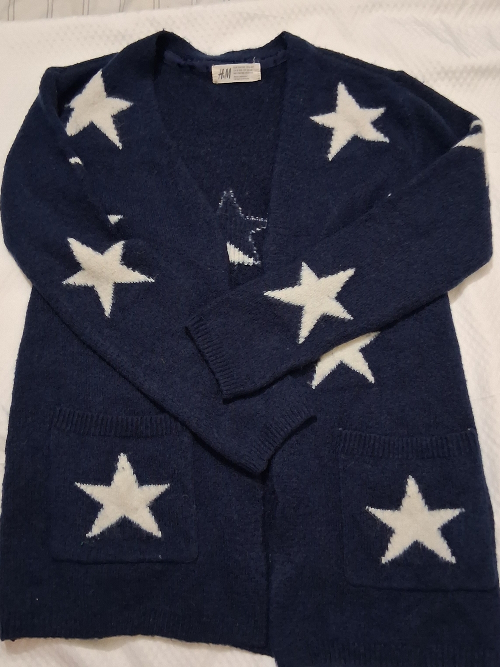 H&Medium Star Print Cardigan in Blue & White Size 10